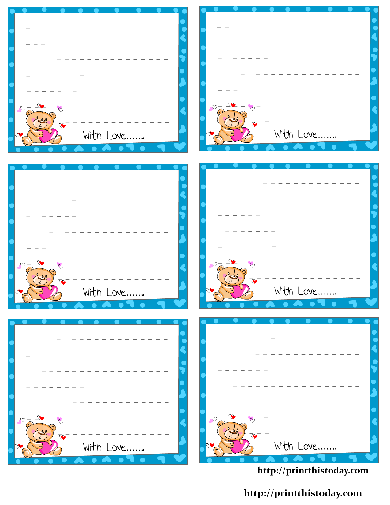 Note Cards - Print Templates - Free Download