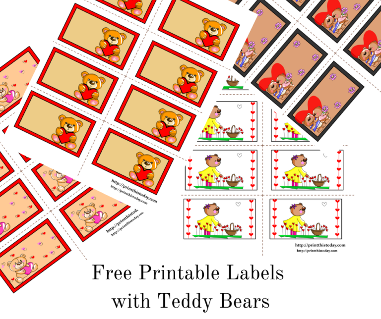 Free Printable Labels with Teddy Bears