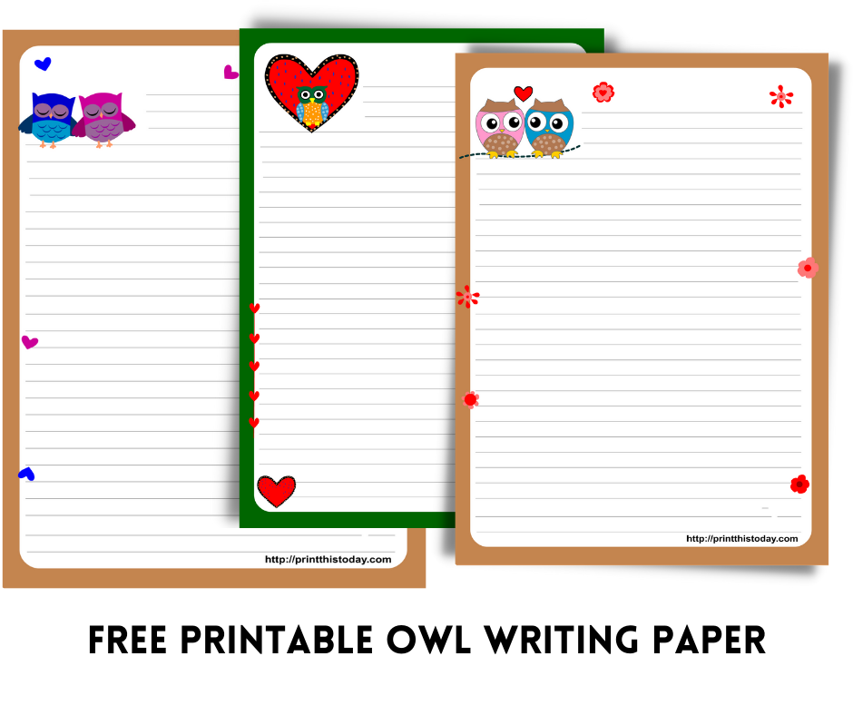 Free Printable Owl writing Paper