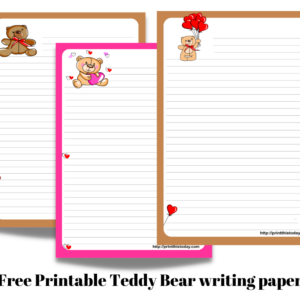 Free Printable Teddy Bear writing paper