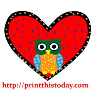 Owl in a Heart Clip Art