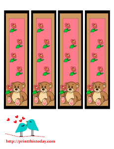 Bookmarks with teddy bear and flowers image