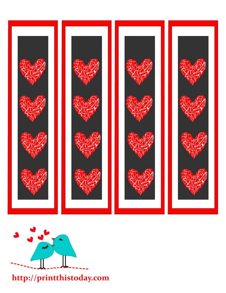 Free Printable Bookmarks featuring Hearts