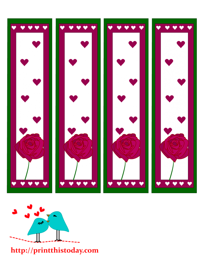 Valentine Bookmarks to print