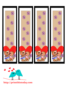 Bookmarks with Teddy Bear couple and heart