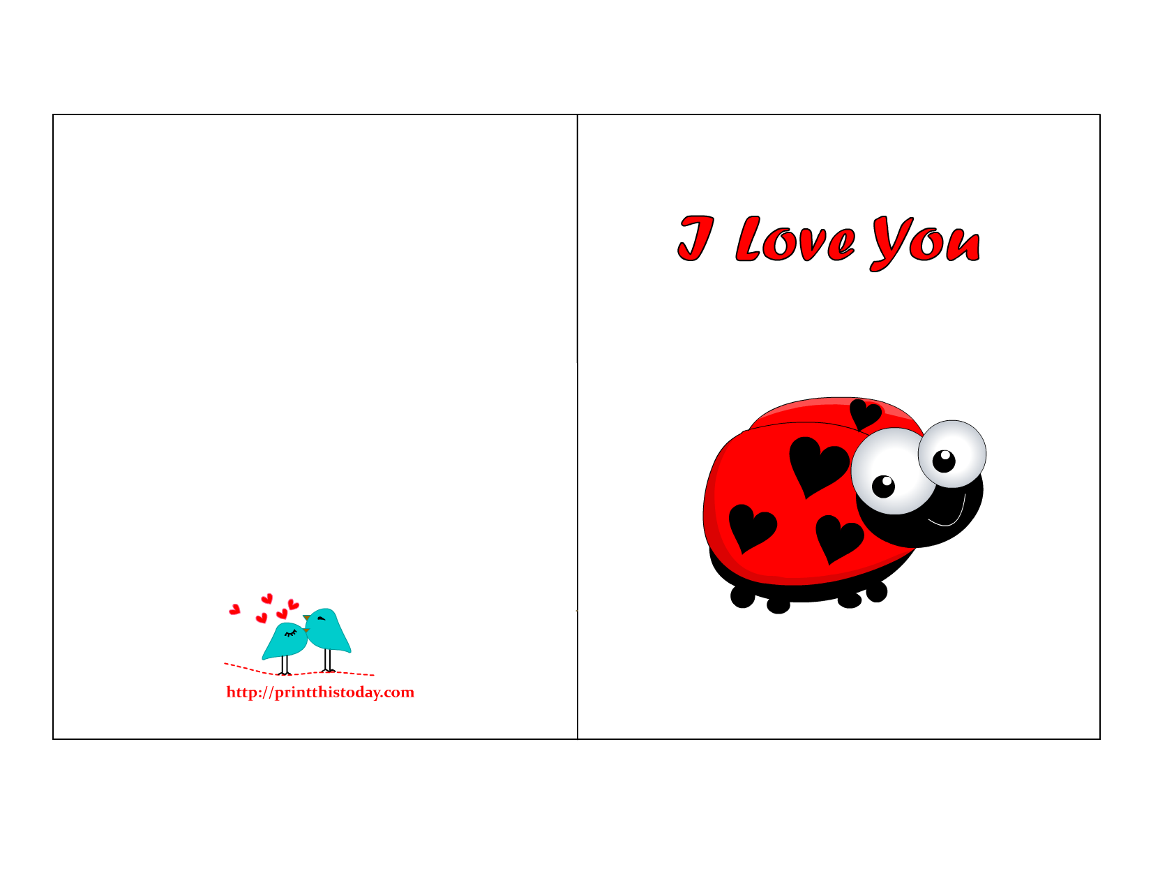 Free Printable "I love you" card with Ladybug