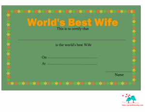 Elegant love certificate for wife