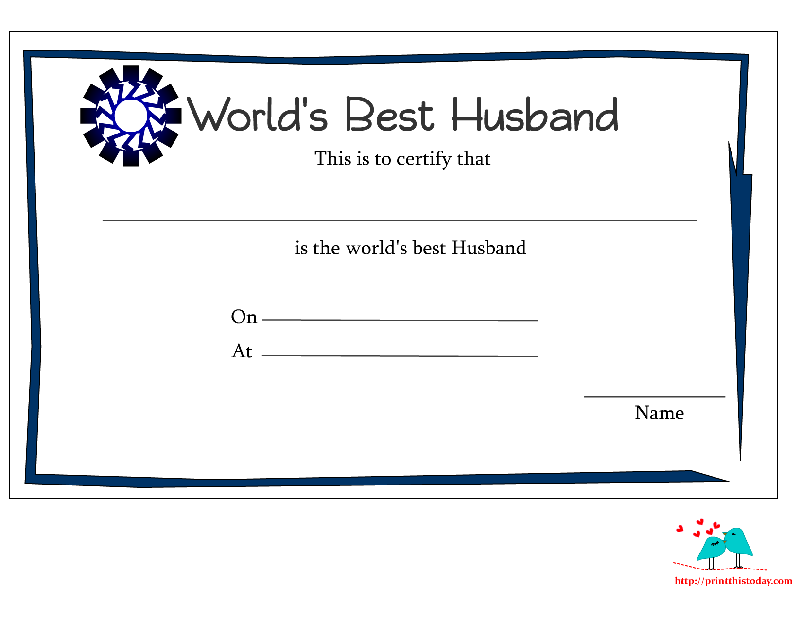 free printable worlds best husband certificates