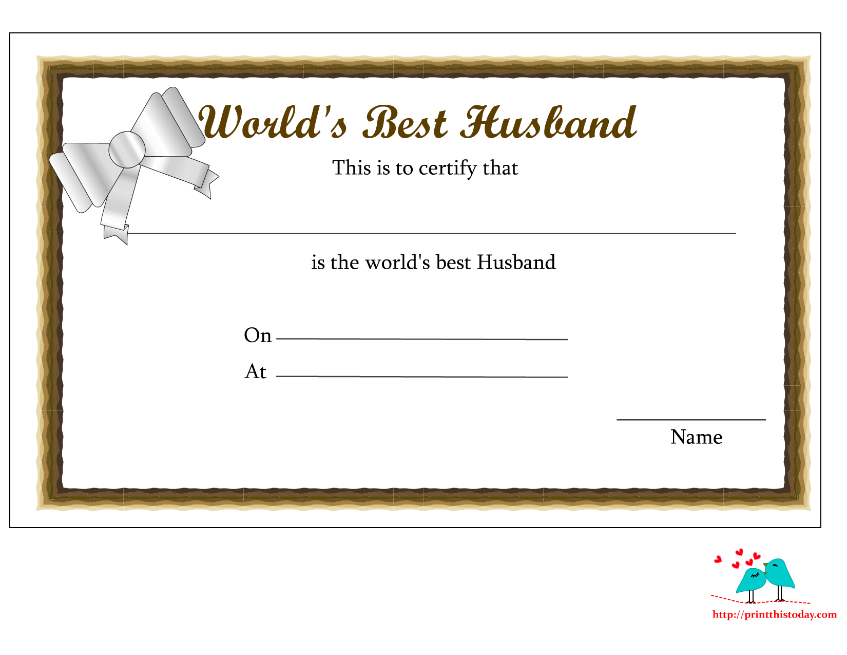 Free Printable World s Best Husband Certificates