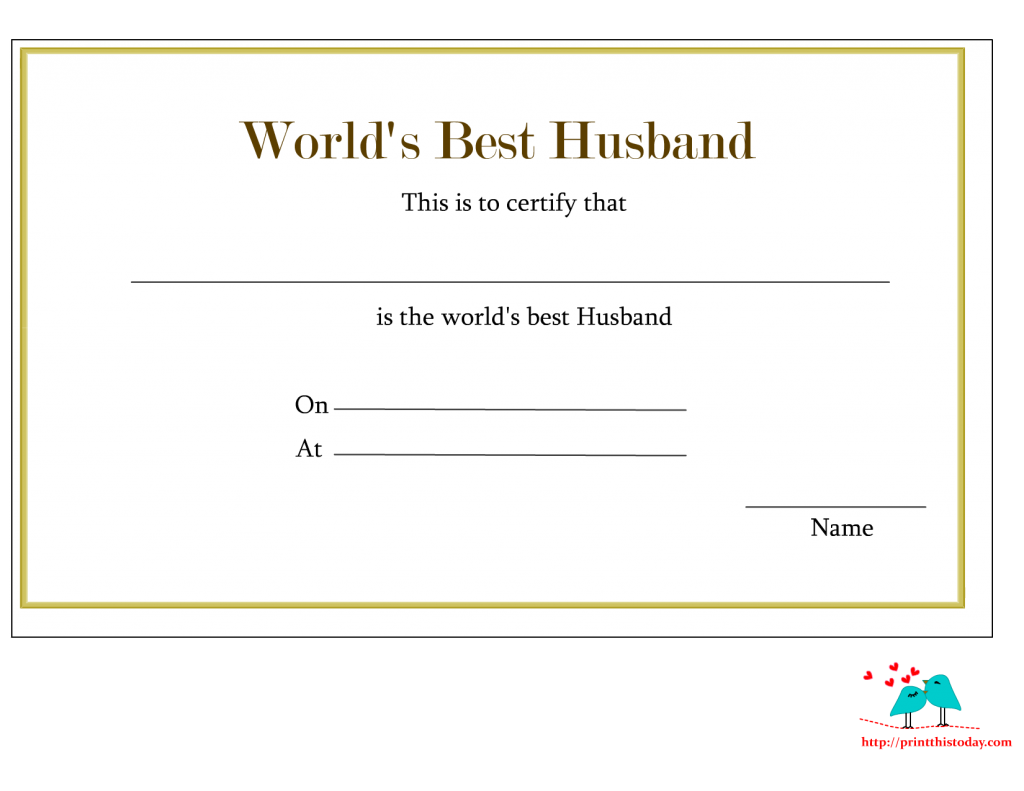 Free Printable Worlds Best Husband Certificates