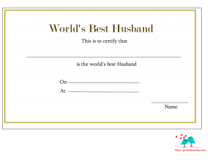 Elegant World's Best Husband Certificate