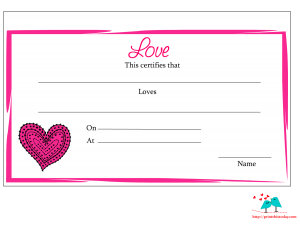 Free printable love  certificate