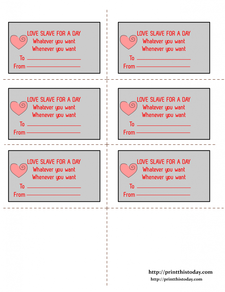 Free Printable Romantic Love Coupons