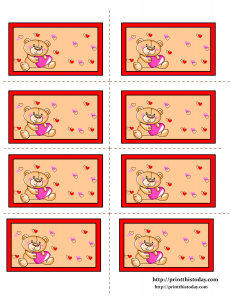 Free Printable Labels with Teddy bear and Hearts