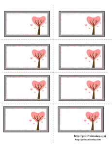 Free Printable Labels with Tree made of Hearts