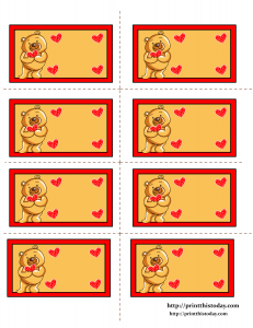 Free Printable Labels with Teddy Bear Holding a Heart