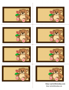 Free Printable Labels with Teddy Bear and Flower