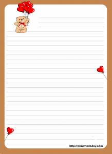 Letter pad stationery design with Teddy bear holding Balloons