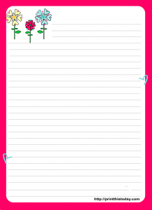 Free Printable Love letter Pad design with Colorful Flowers