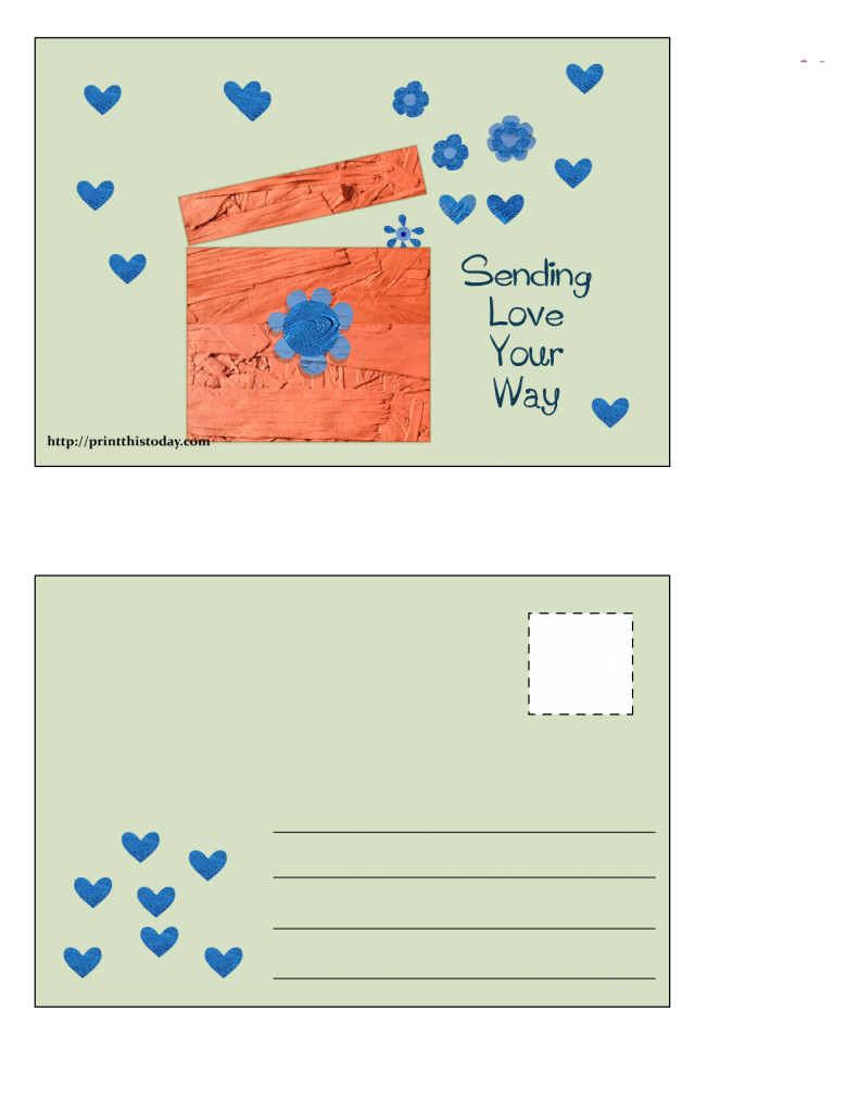 Sending Love your way, Free Printable Postcard