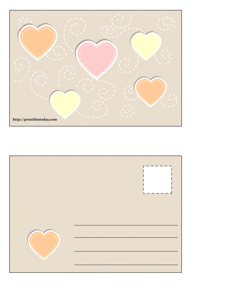 Postcard with colorful hearts