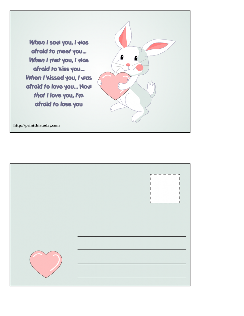 Love Postcard featuring a cute Bunny