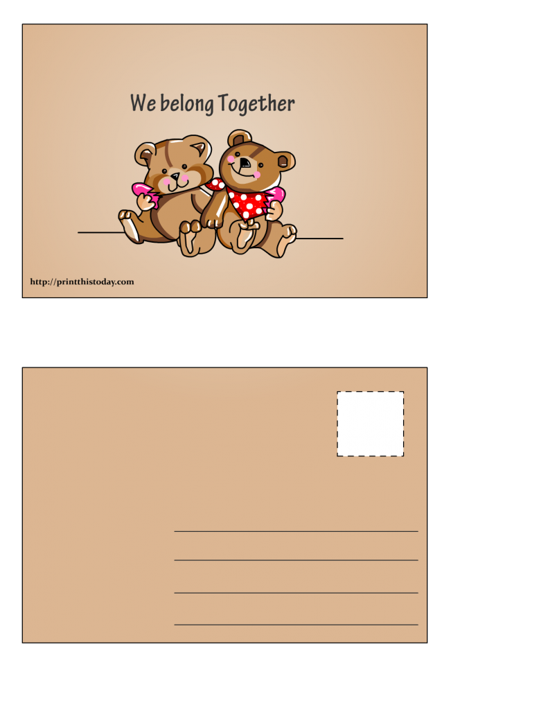 We Belong Together, Free Printable Postcard