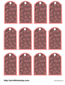 Free favor tags featuring hearts in pink and brown