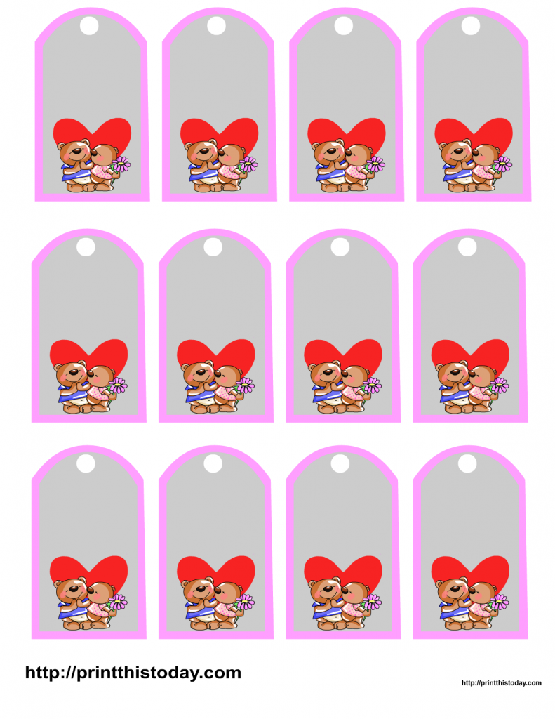 Favor tags featuring a cute teddy bears couple