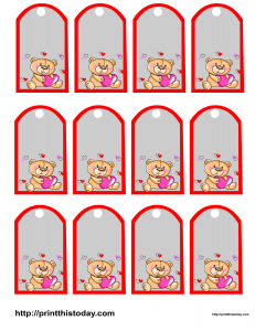 Favor tags featuring teddy bears