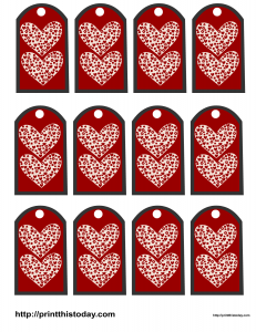 Valentine favor tags featuring hearts