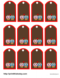 Favor tags with owls and heart