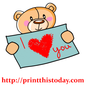 Teddy Bear holding I love you message Clip Art