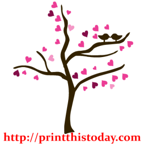 Tree with Love Birds Clip Art