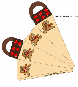 Teddy Bear and hearts favor bag