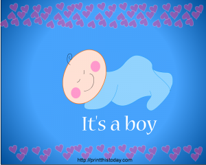 Free Printable  It's a Boy (Caucasian Boy Baby Shower Party Place Mat)