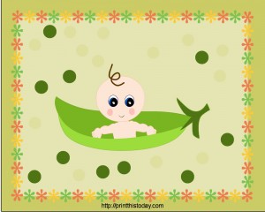 Cute Pea in a Pod Baby Shower Place Mat (Caucasian Baby)