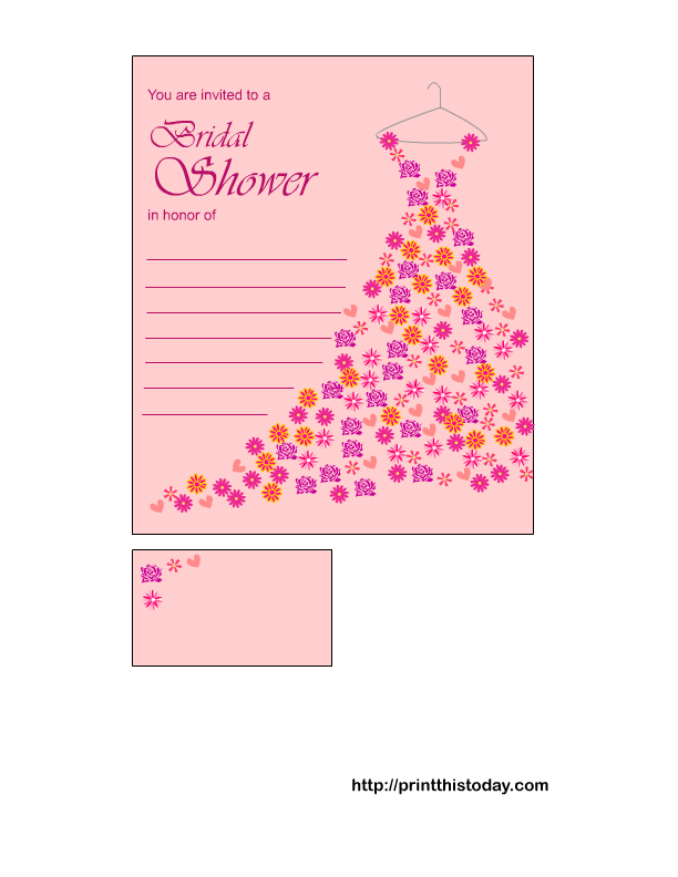 Free Printable Bridal Shower Invitations (Floral Gown)