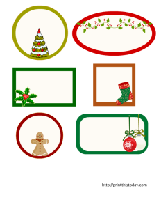 christmas labels in 6 different shapes