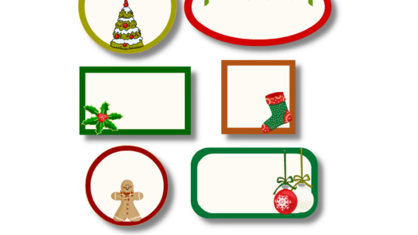 Editable Christmas Labels in 6 different shapes {free printable}