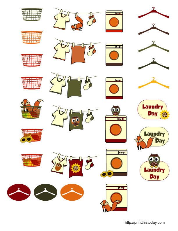 free prinatble fall themed laundry day stickers for planner