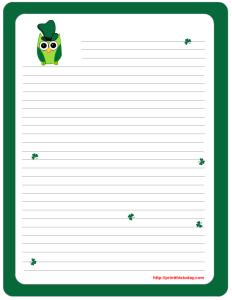 Saint Paddy Day Lined Writing Paper