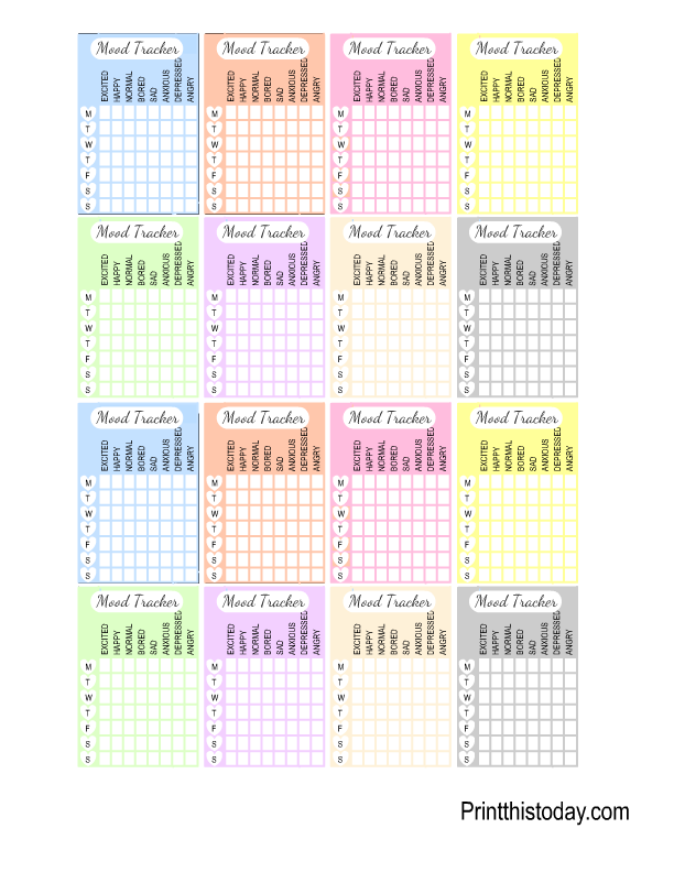 Free Printable Weekly Mood Tracker Stickers