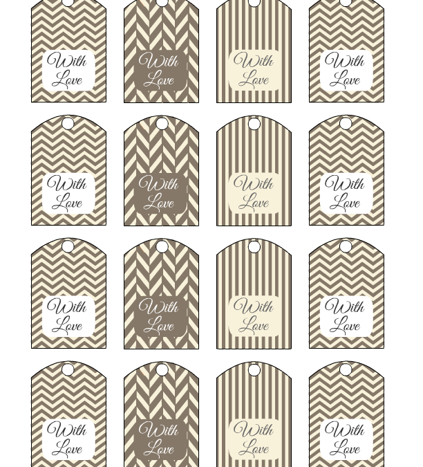 Cute Wedding Favor Tags Printable in Cream and Taupe Colors