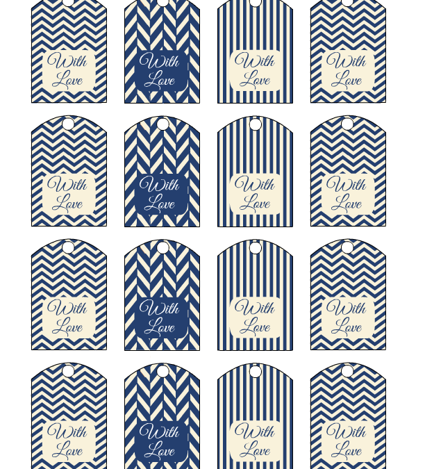 Wedding Favor Tags Printable in Cream and Navy Colors