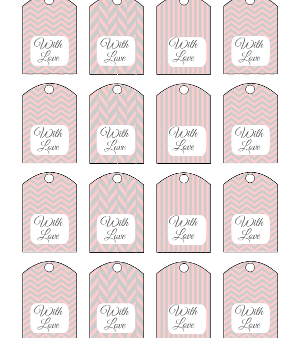 Free Printable Wedding Favor Tags in Pink and Grey
