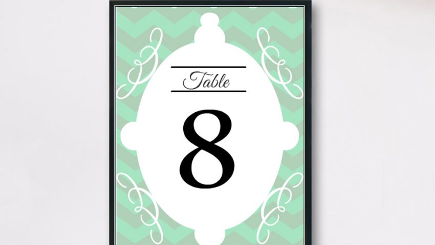 Free Printable Wedding Table Numbers { Mint Chevron}