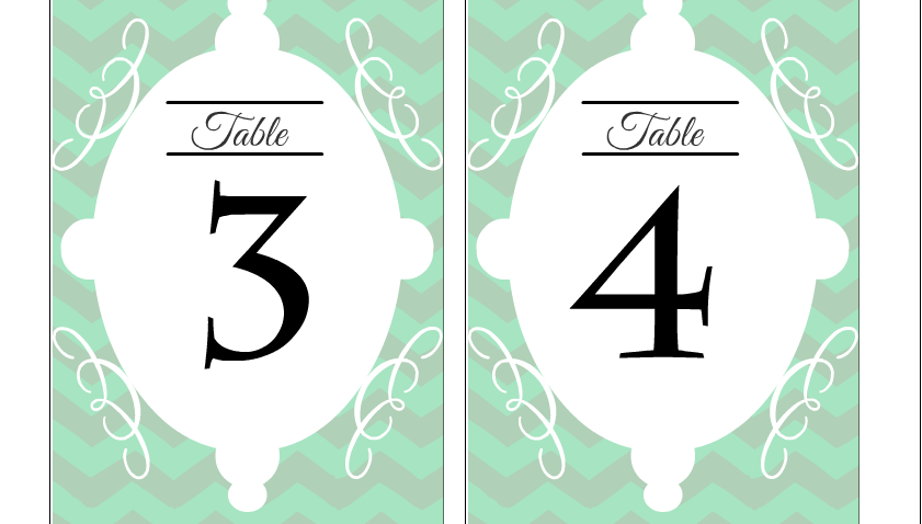 Free printable wedding table numbers 3 and 4