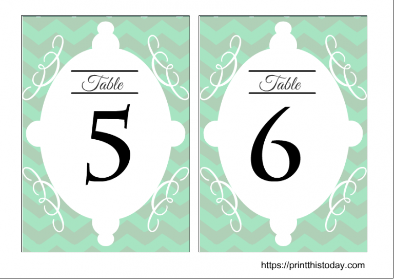 Free Printable Wedding Table Numbers { Mint Chevron}