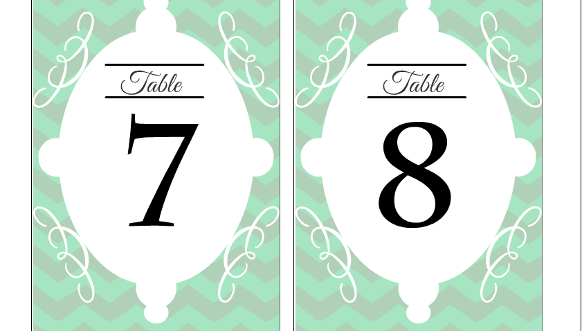 Wedding table number 7 and 8 free printable
